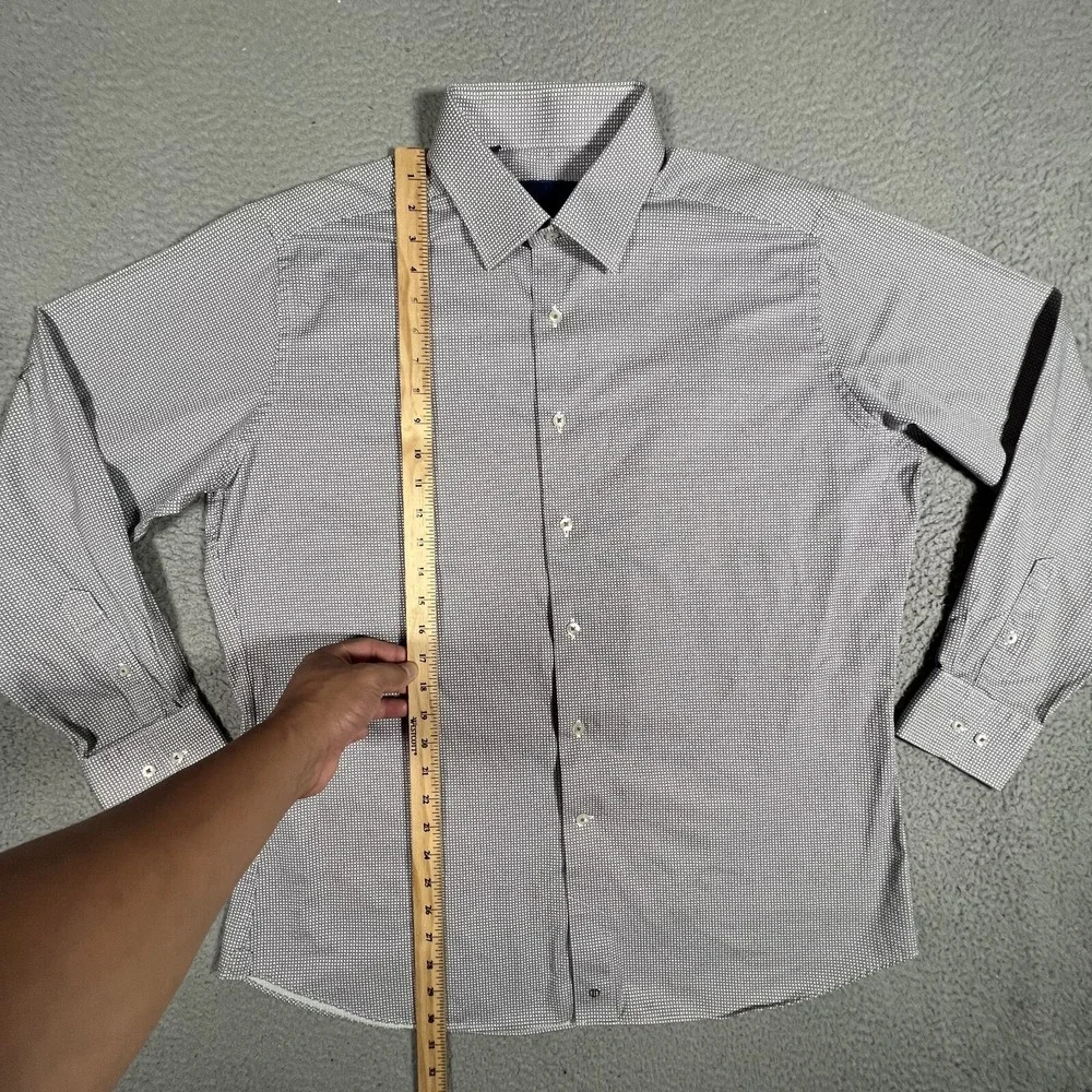David Donahue Shirt Mens 17.5 34/35 Trim Fit Casual Preppy Dress‎ Cotton Logo